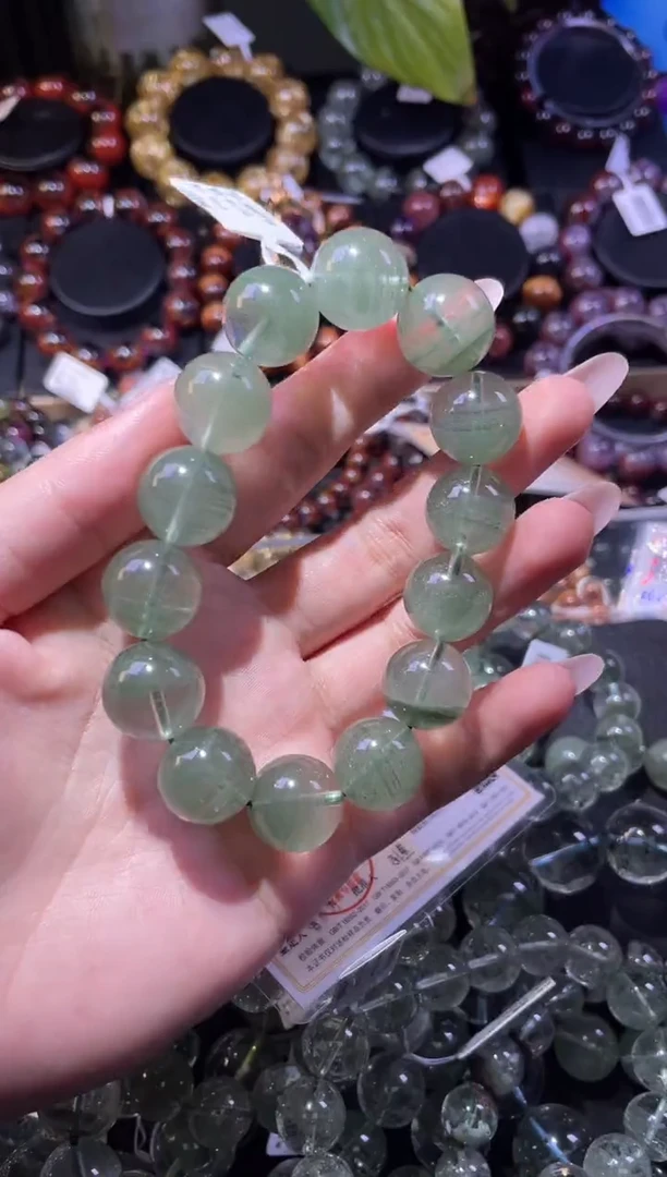 未镶嵌手链水晶绿幽灵千层手链15.5mm