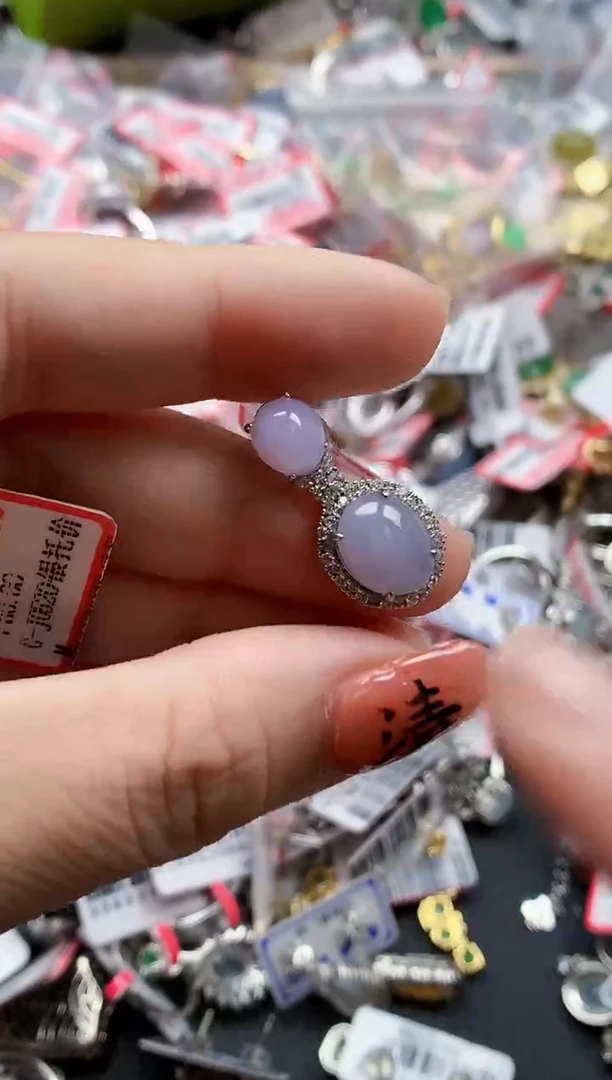 银S925镶嵌戒指翡翠天然A货缅甸翡翠