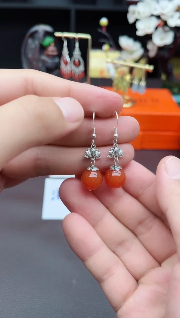 玛瑙/玉髓耳饰银S925镶嵌718000