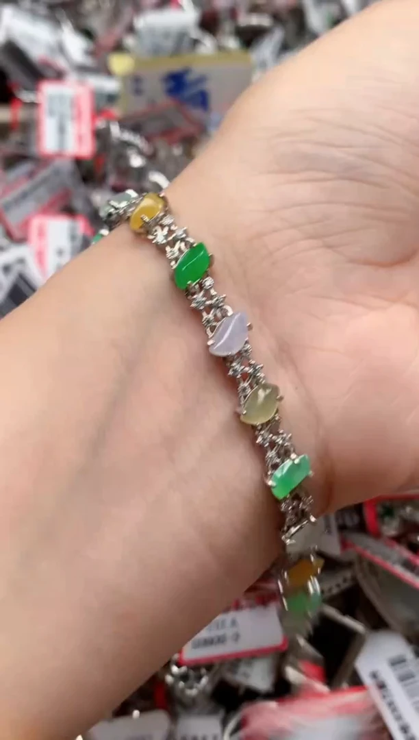 银S925镶嵌戒指翡翠天然A货缅甸翡翠