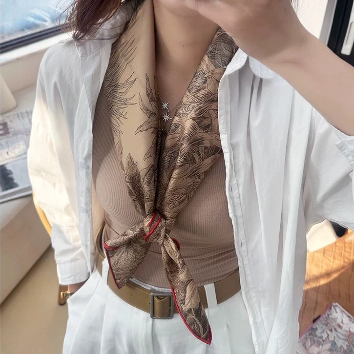 「巴勒莫植物园」90cm18姆米斜纹双面休闲百搭巾桑蚕丝真丝巾