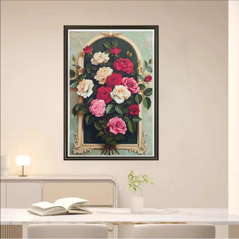 [喜宅家艺]Y193玫瑰之窗入户玄关餐厅装饰画走廊挂画卧室床头画