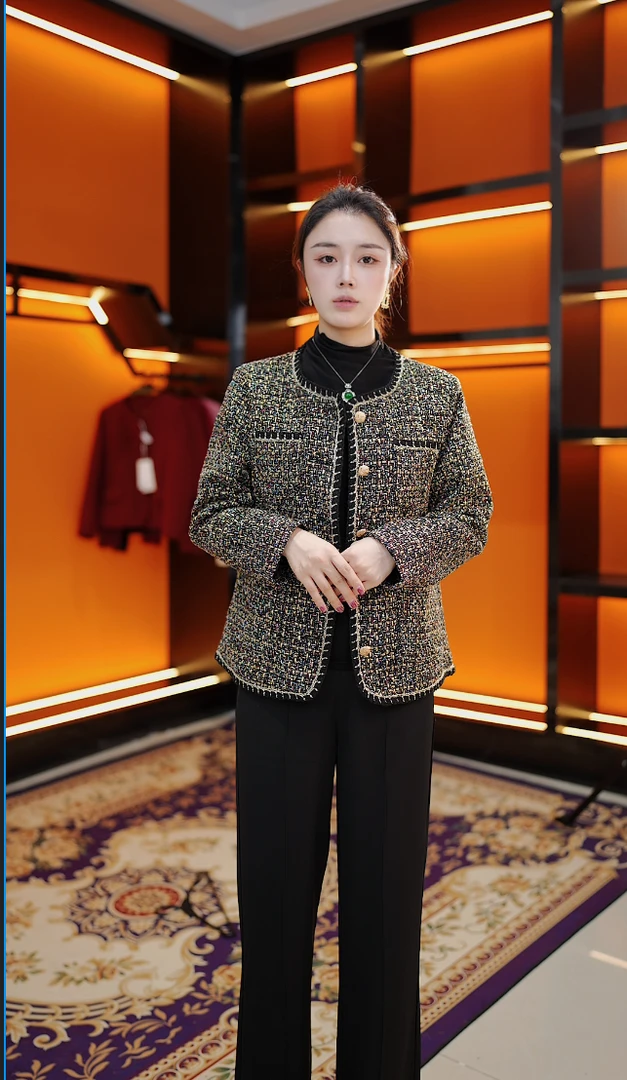 黑金七彩  顶配高级气质法式名媛小香风外套