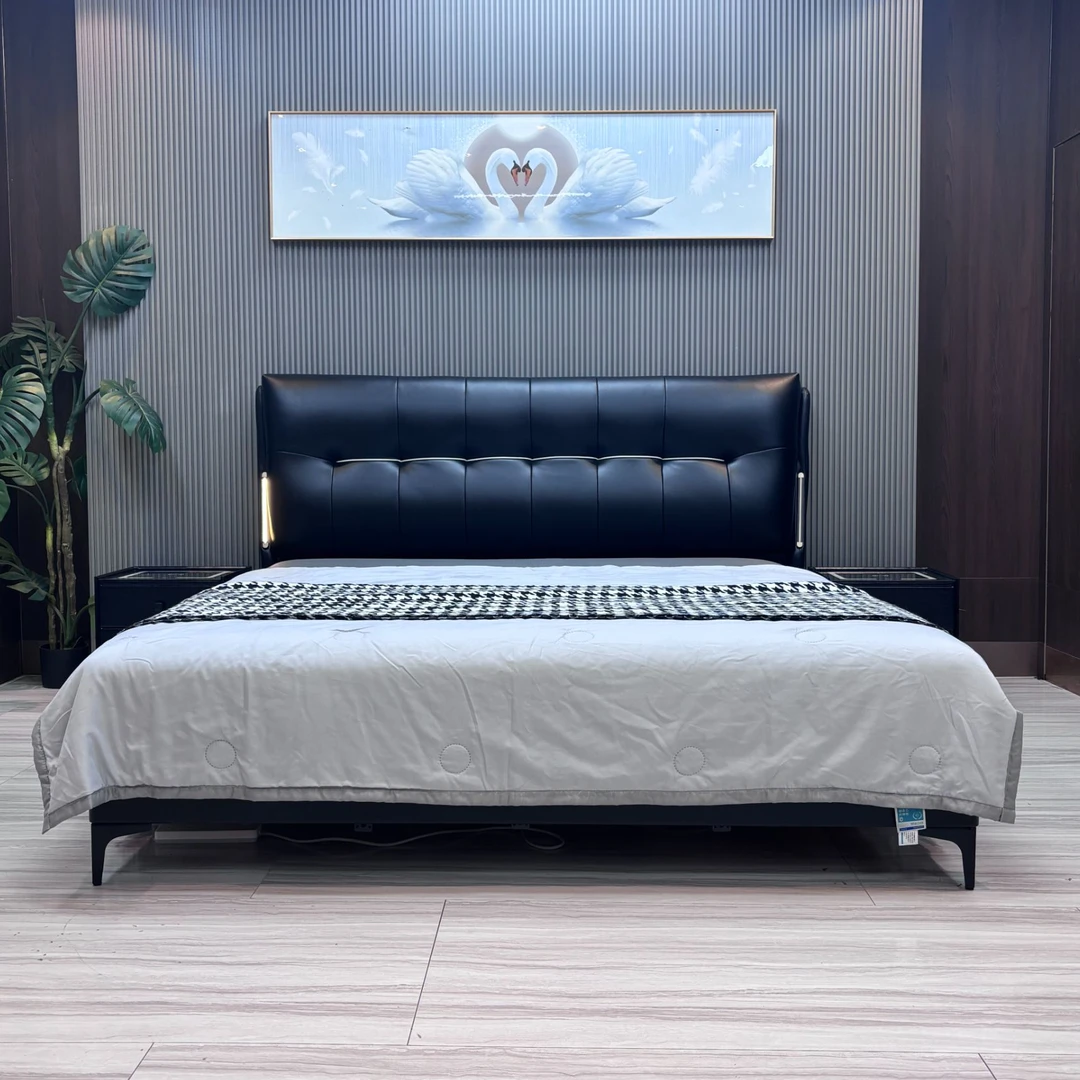 【六六大顺】家用真皮大床婚床轻奢软包意式客厅简约网红床