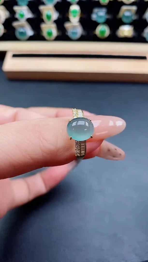 银S925镶嵌戒指翡翠1