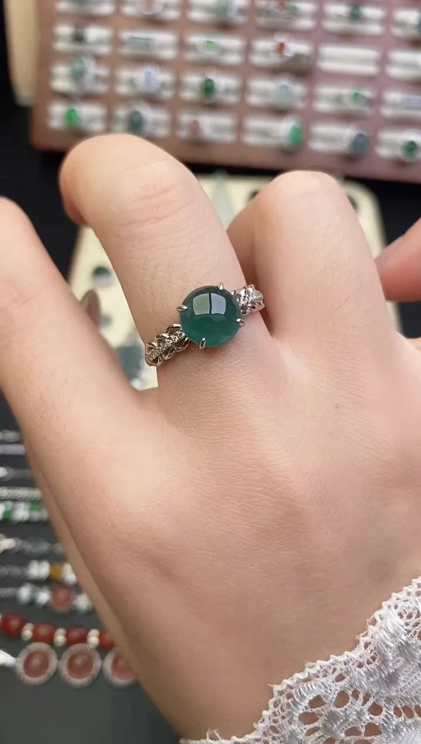 银S925镶嵌戒指翡翠0