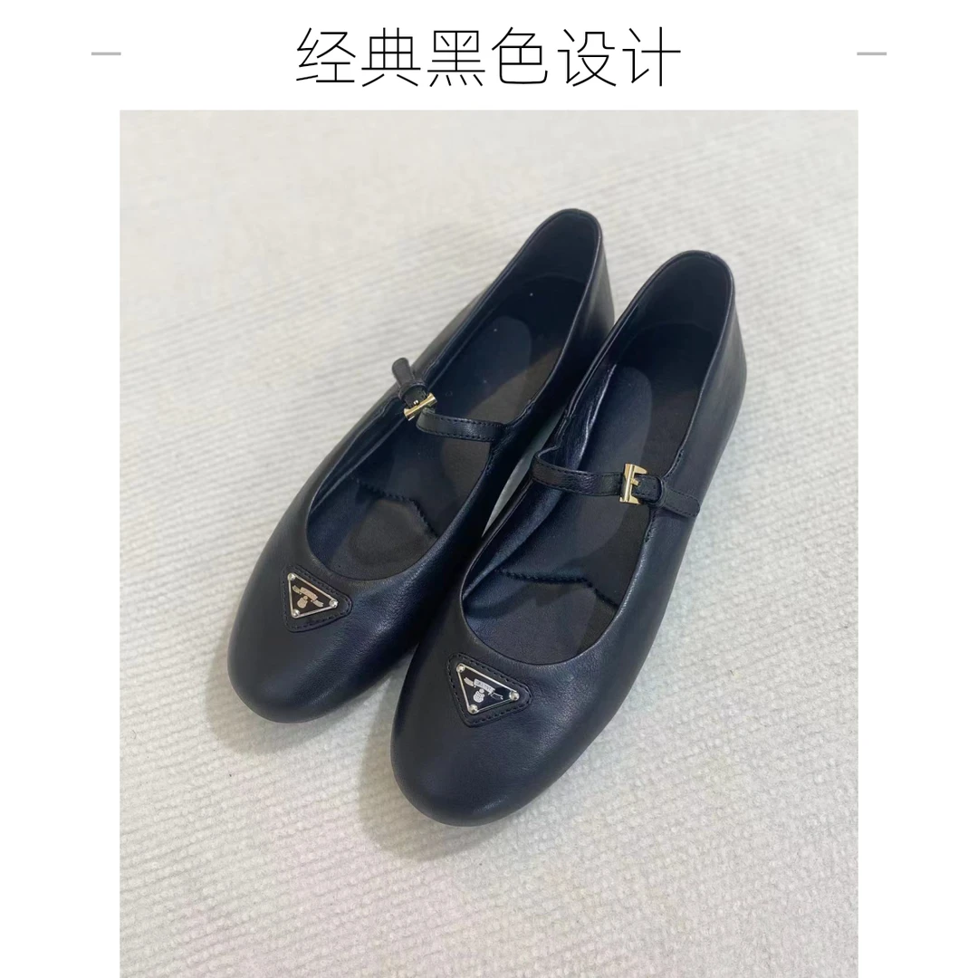 2025早春新款复古百搭低跟一字带圆头平底玛丽珍真皮小单鞋女