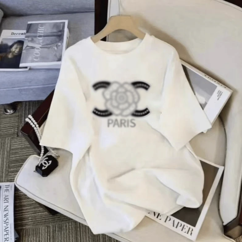 C50-时尚潮流百搭春夏卡通圆领短袖-PARIS山茶花