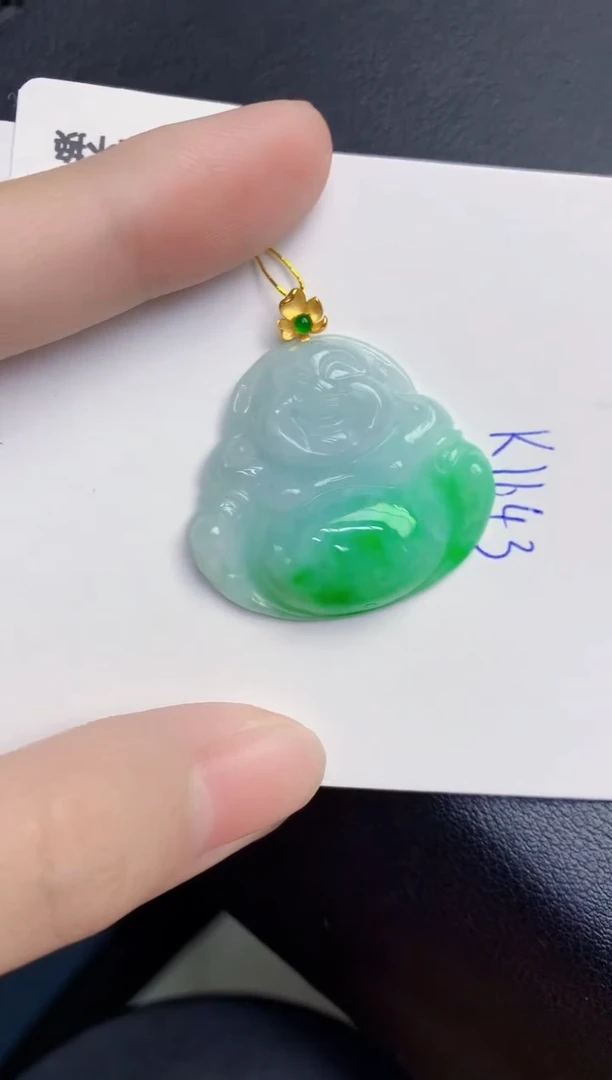 颈饰18K金镶嵌翡翠天然翡翠缅甸A货