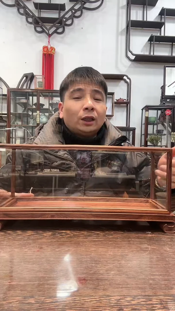 【闪购商品】红酸枝木类木艺书卷玻璃罩789