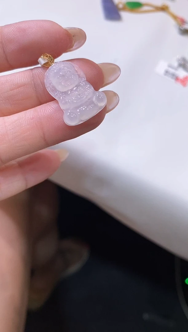 吊坠(不含链)18K金镶嵌翡翠宝宝佛
