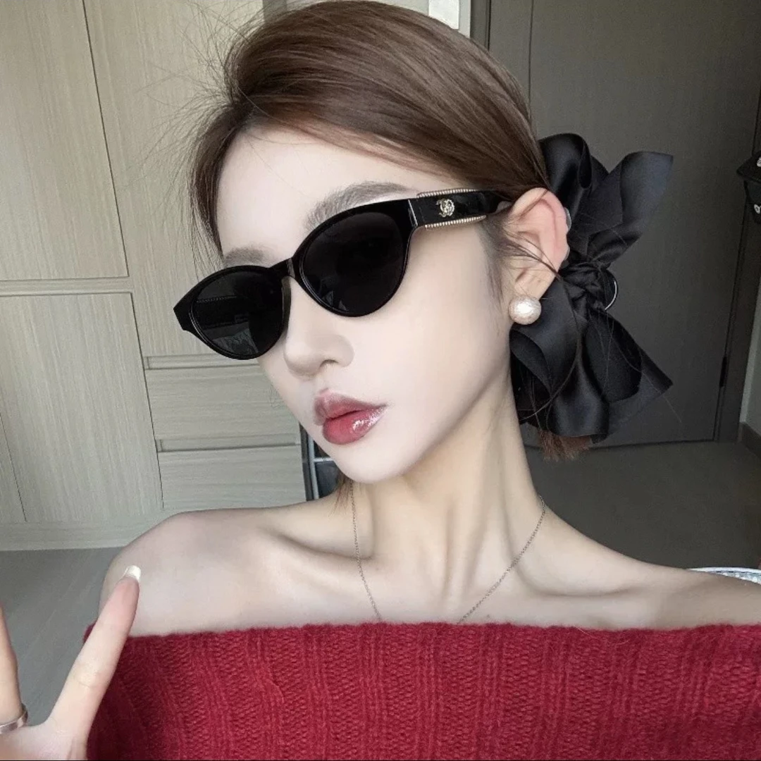 2716超轻TR猫眼墨镜女潮方圆脸显瘦 轻奢高级感黑色太阳眼镜