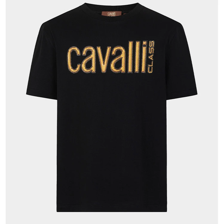 Cavalli Class25夏休闲时尚烫钻字母印花男式100棉短袖RWC100