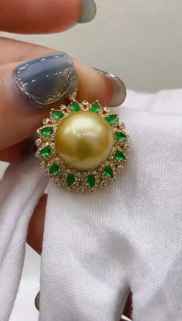 银S925镶嵌海水珍珠吊坠79