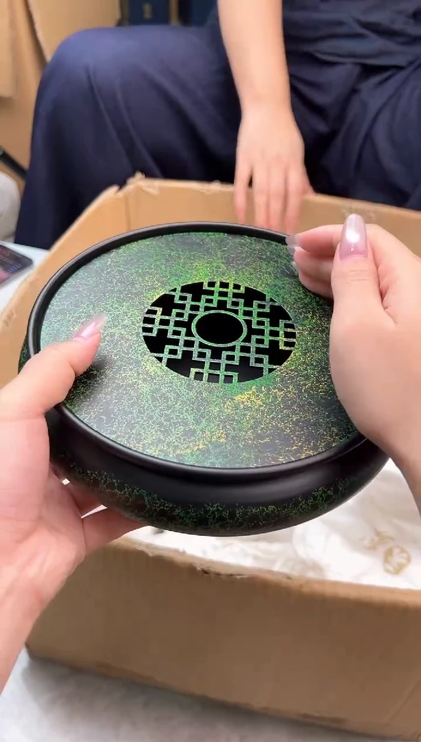 大漆壶承  绿金