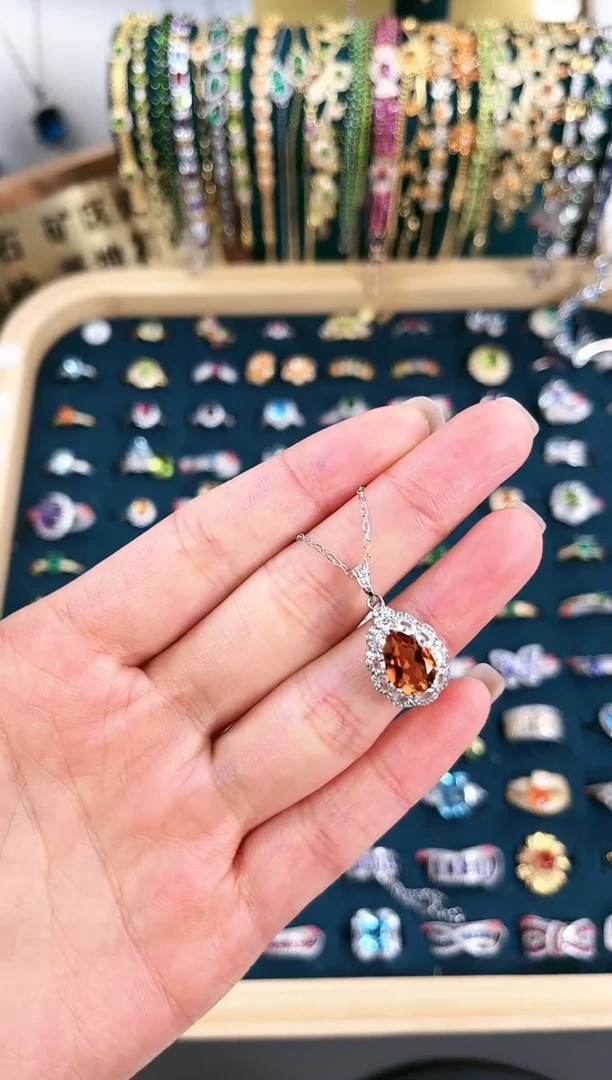 【闪购商品】黄晶颈饰银S925镶嵌D-569