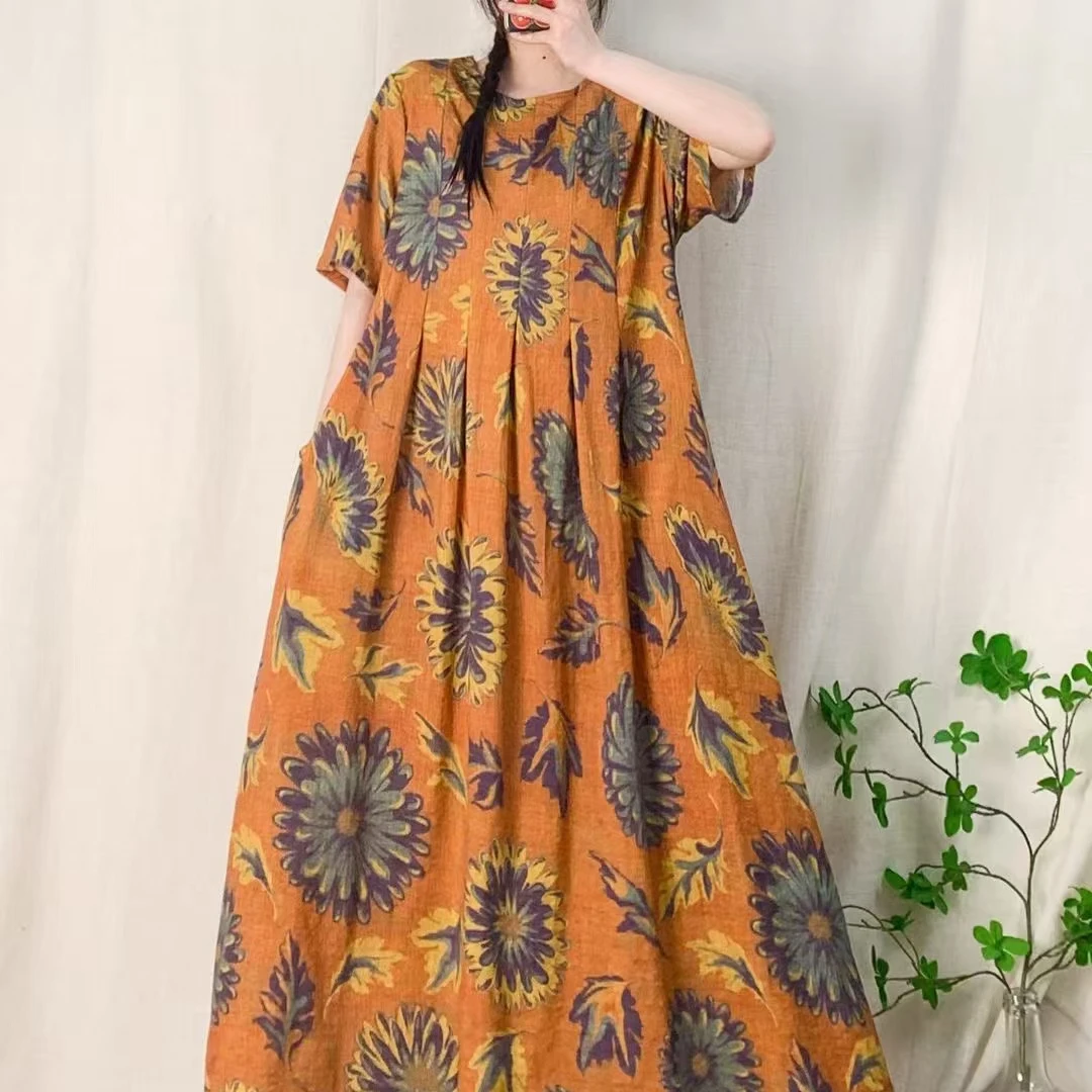 10316新款夏季优雅宽松显瘦减龄连衣裙QZ