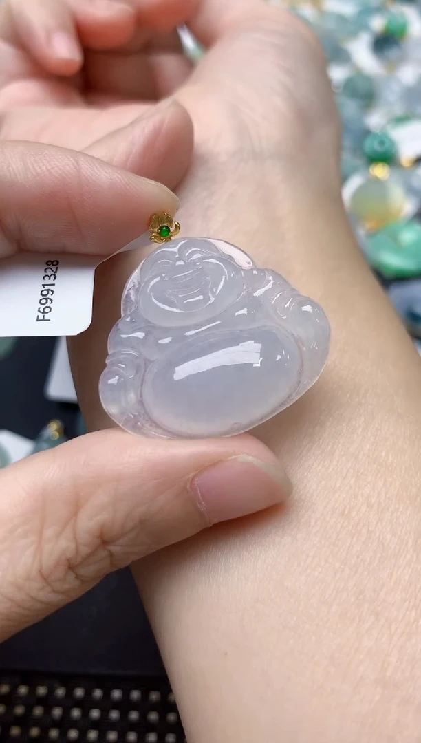 颈饰18K金镶嵌翡翠天然缅甸A货翡翠