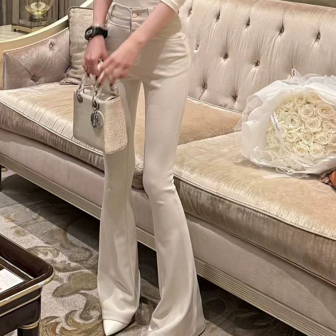 韩版气质高腰提臀显瘦百搭女微喇西裤