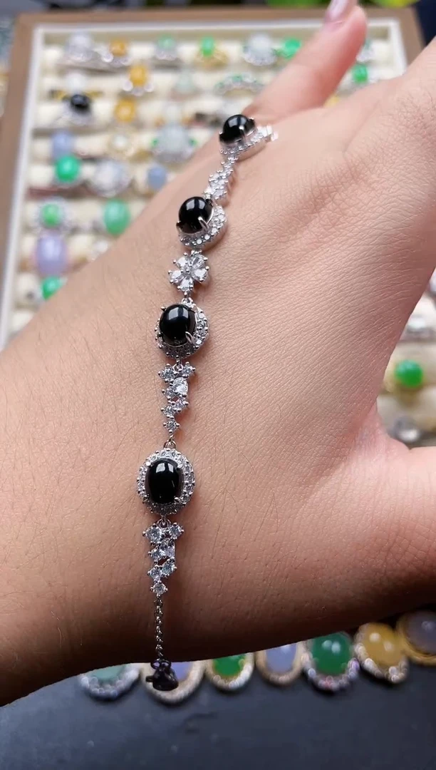 银S925镶嵌手链翡翠189