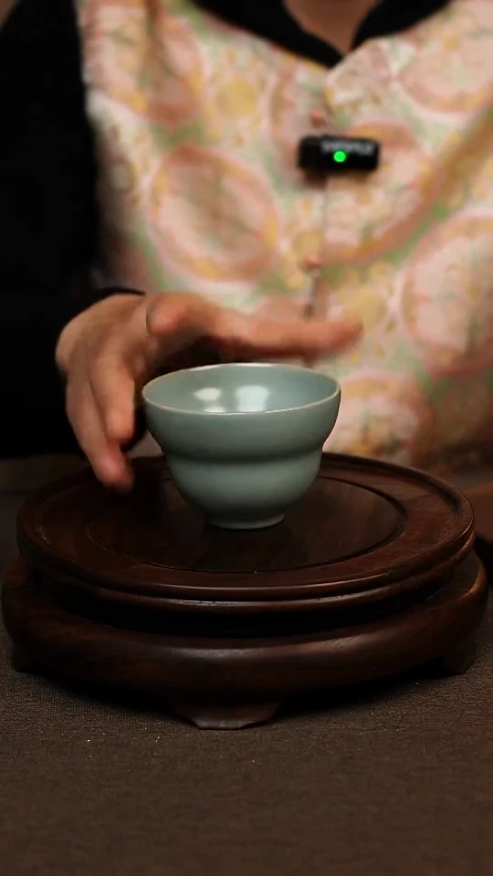 瓷片仿古天青葫芦杯100ml 微瑕 不带礼盒