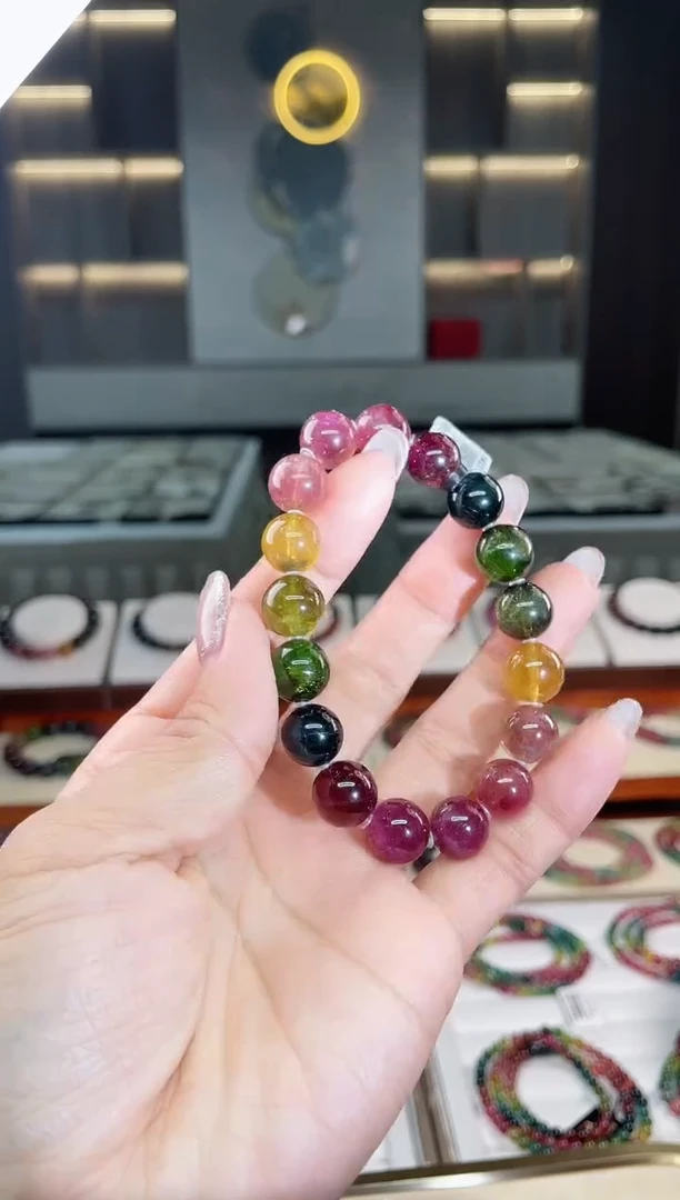 未镶嵌老矿碧玺彩虹单圈手串11mm+碧玺多样性发一条T
