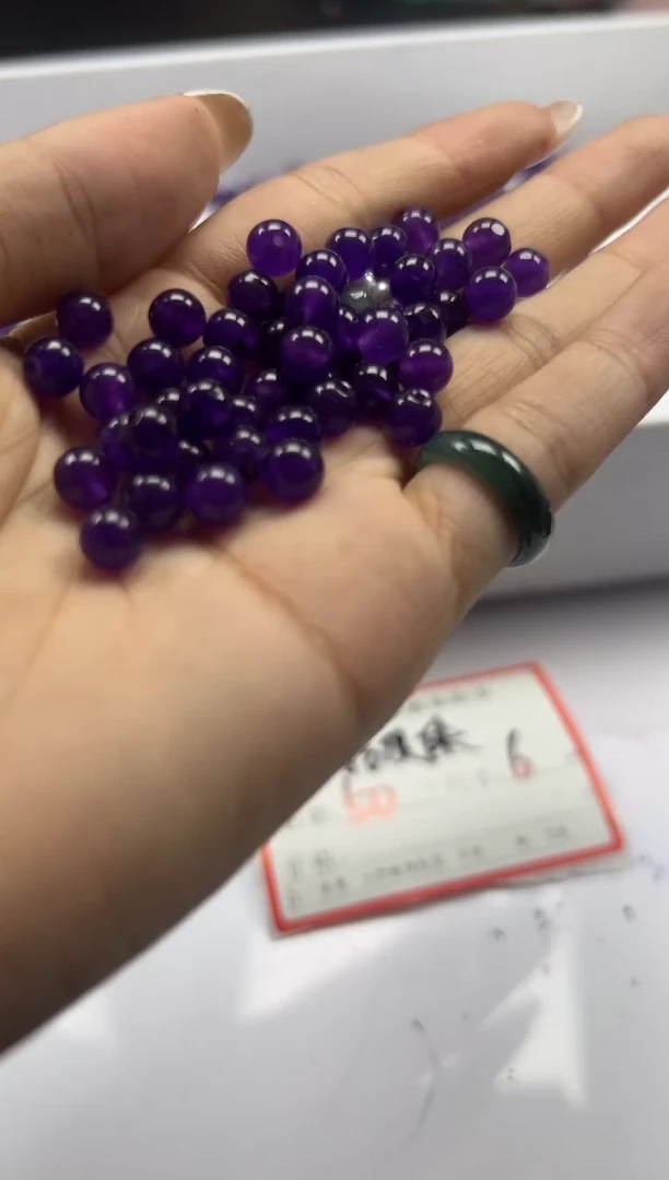 玛瑙/玉髓颈饰未镶嵌w364紫俱来6mm*100颗