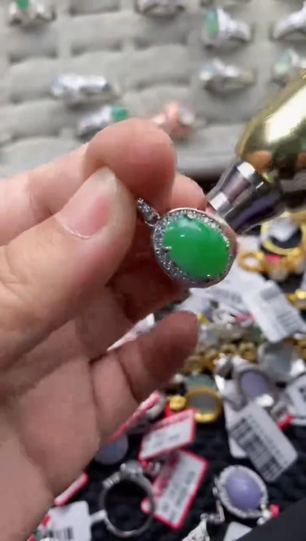 【闪购商品】翡翠戒指银S925镶嵌666666---8