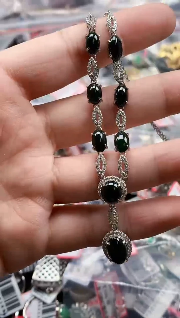 银S925镶嵌戒指翡翠天然A货缅甸翡翠