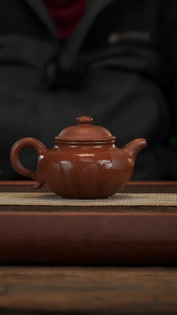 茶壶紫砂微瑕红降坡莲子270容量