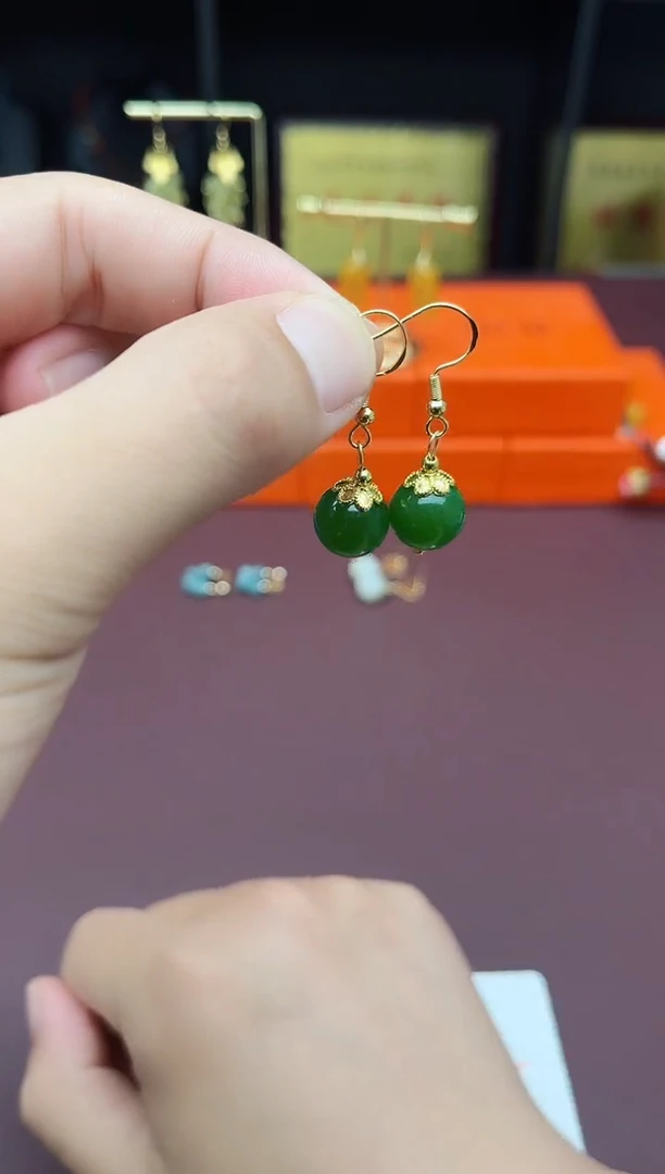 玛瑙/玉髓耳饰银S925镶嵌438000