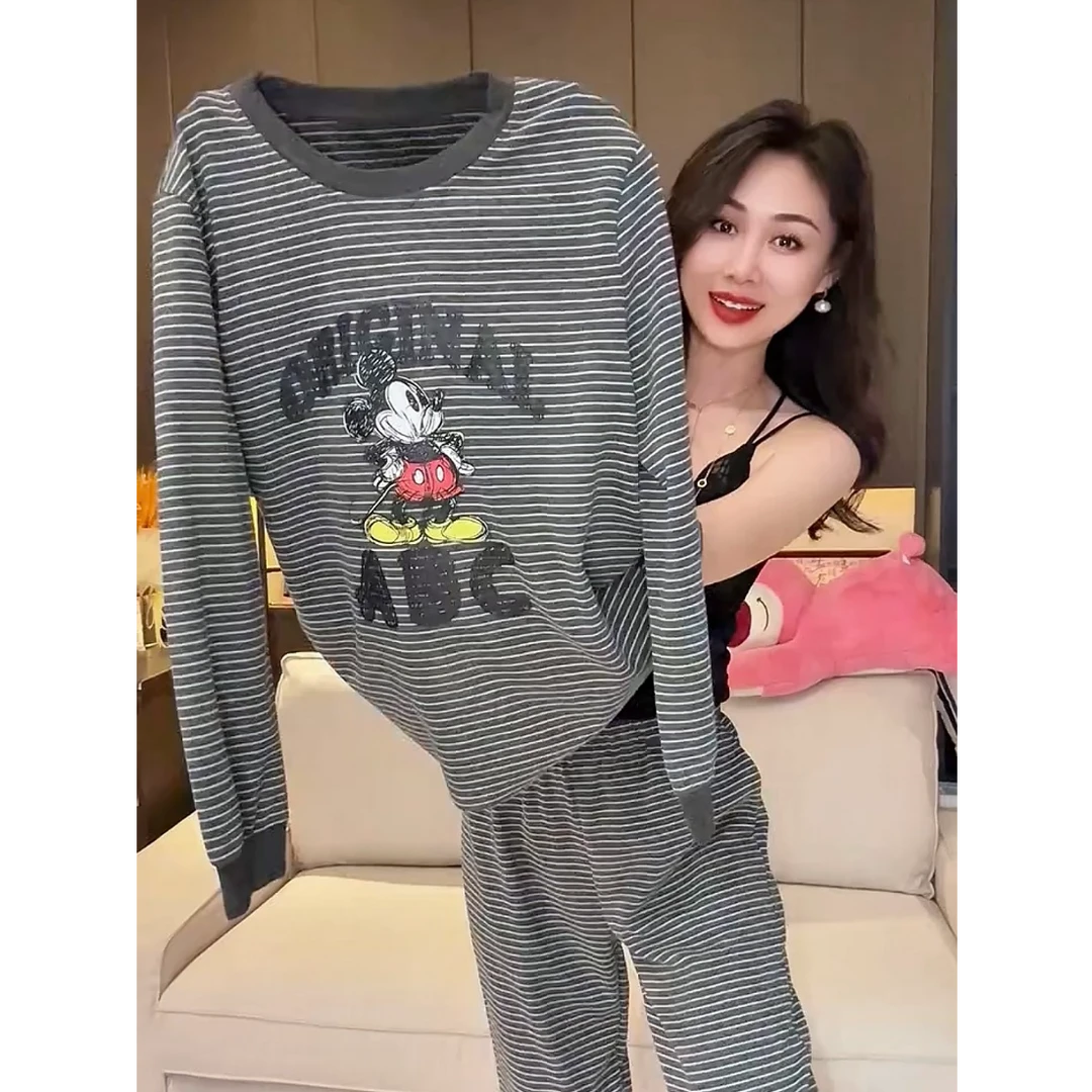 时尚家居服套装女2025秋冬新款圆领亲肤舒适两件套休闲长袖