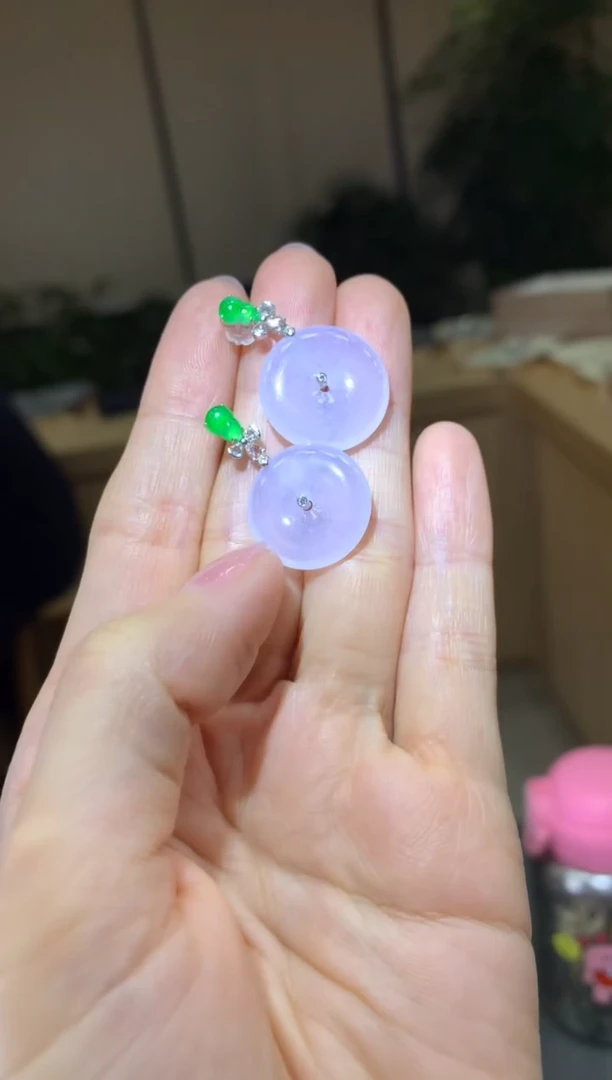 18K金镶嵌翡翠耳饰|不退不换
