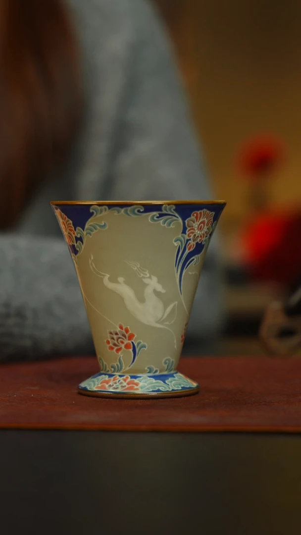 气柴窑 敦煌系列 九色鹿高足杯 200ml