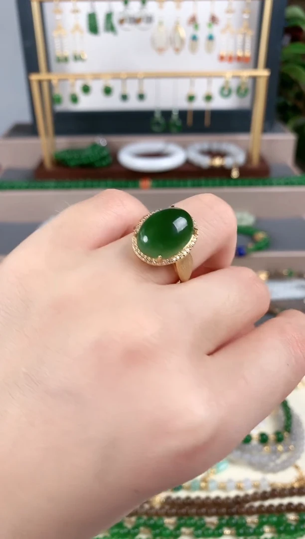 银S925镶嵌戒指和田玉1