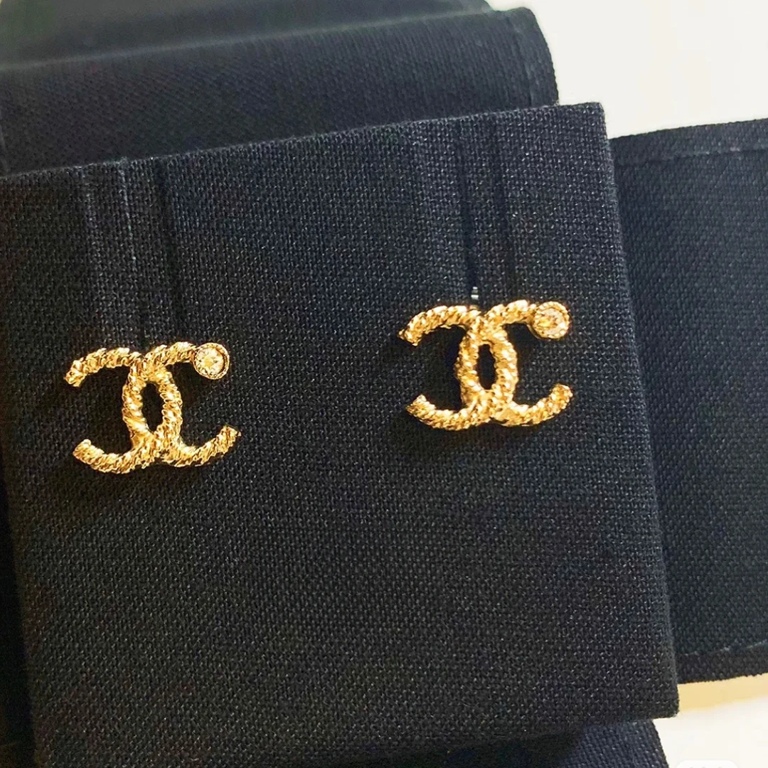 99新 Chanel/香奈儿 单钻麻花双C耳钉3023/香奢