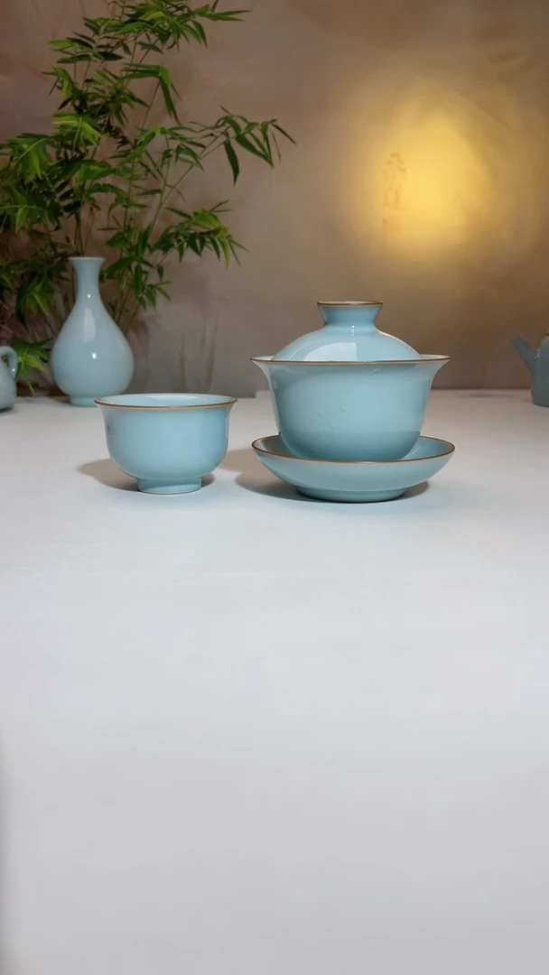 一碗两杯，一级天青，带礼盒