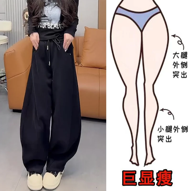 冬季新款欧韩侧双线后兜盖设计感休闲风遮肉显瘦高腰宽松阔腿卫裤