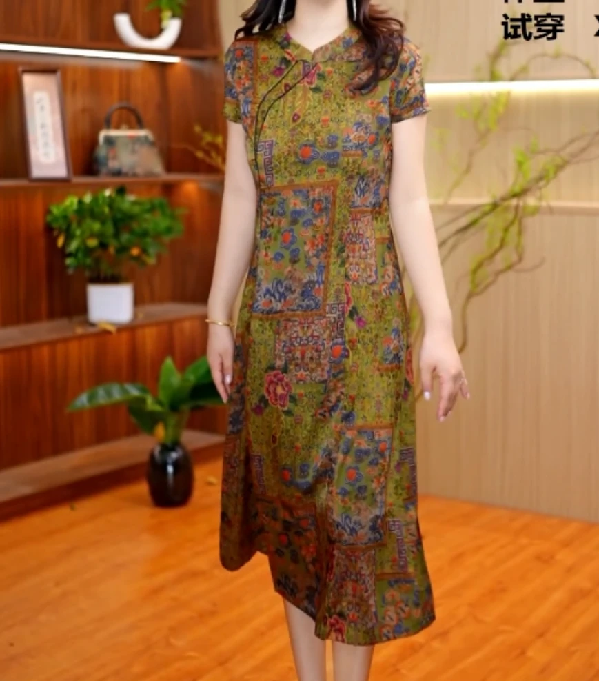 2-812-25（绿红）新款时尚连衣裙