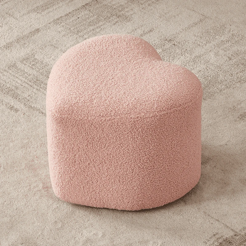 羊羔绒心形脚蹬门口换鞋凳网红卧室小矮凳子家用茶几沙发凳