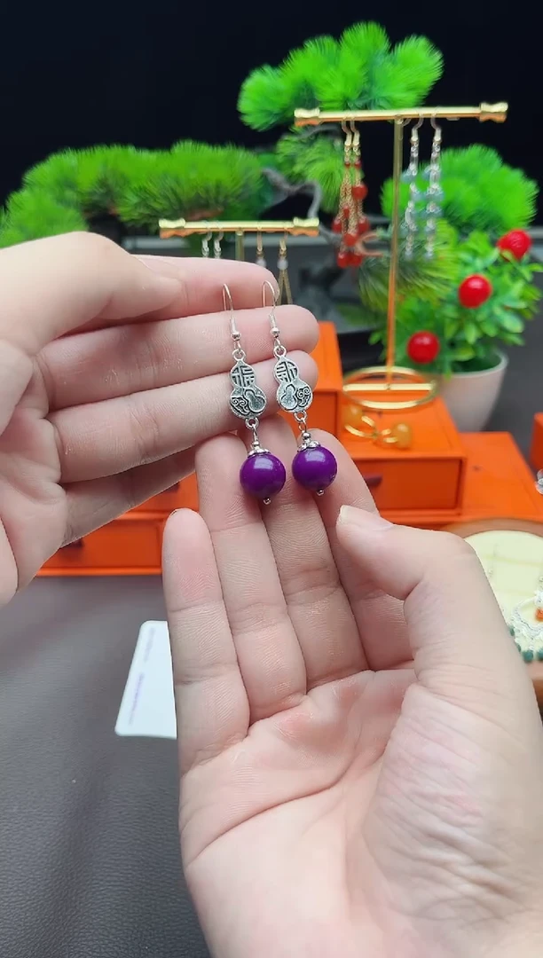 玛瑙/玉髓耳饰银S925镶嵌232