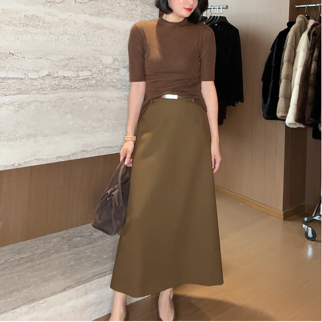 TANTAN 气质显瘦休闲秋季A字中长款半身裙2997
