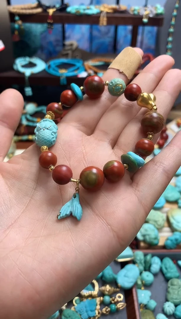 18K金镶嵌手链南红玛瑙包浆南红手串