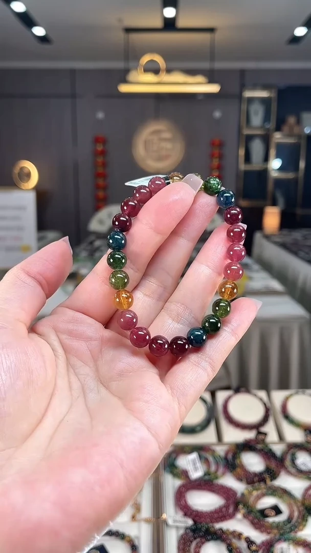 未镶嵌收藏级老矿碧玺彩虹单圈手串7mm+碧玺hon多样性发一条