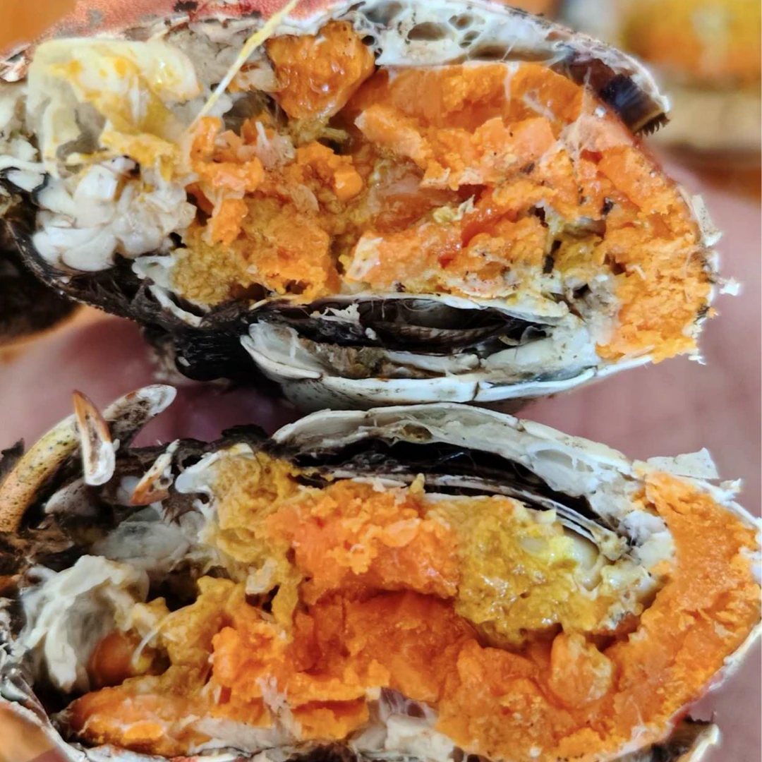 活蟹 河蟹 公蟹一只 5两 母蟹一只 3两 共八两