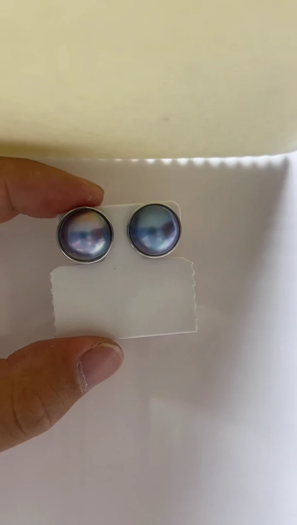 耳饰银S925镶嵌拼合珍珠（马贝珠）清货