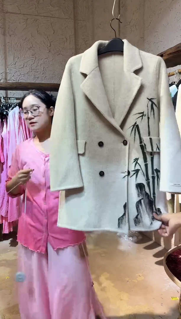 手绘竹子毛呢1111111
