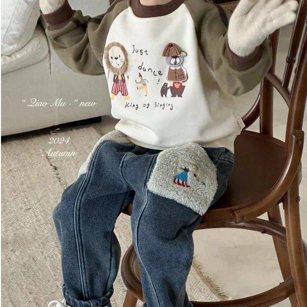 【品牌乔木 】秋冬保暖厚牛仔裤加绒厚款男童女童裤子85103新疆包邮