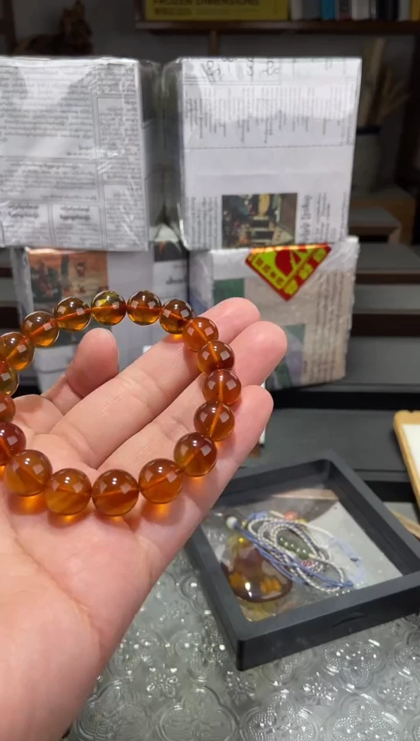 琥珀颈饰未镶嵌11+棕珀手串