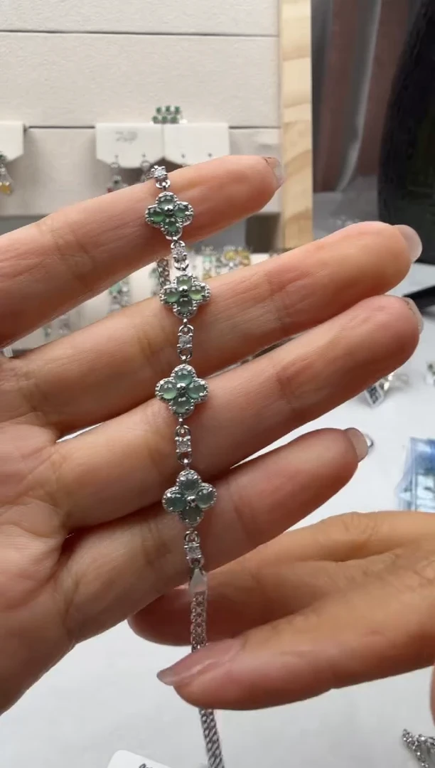 银S925镶嵌手链翡翠3号